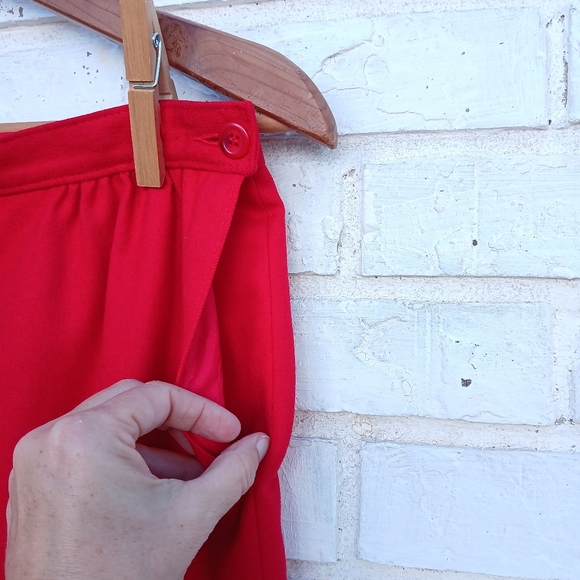Vintage Pendleton Virgin Wool Skirt Red Pencil - Picture 2 of 7